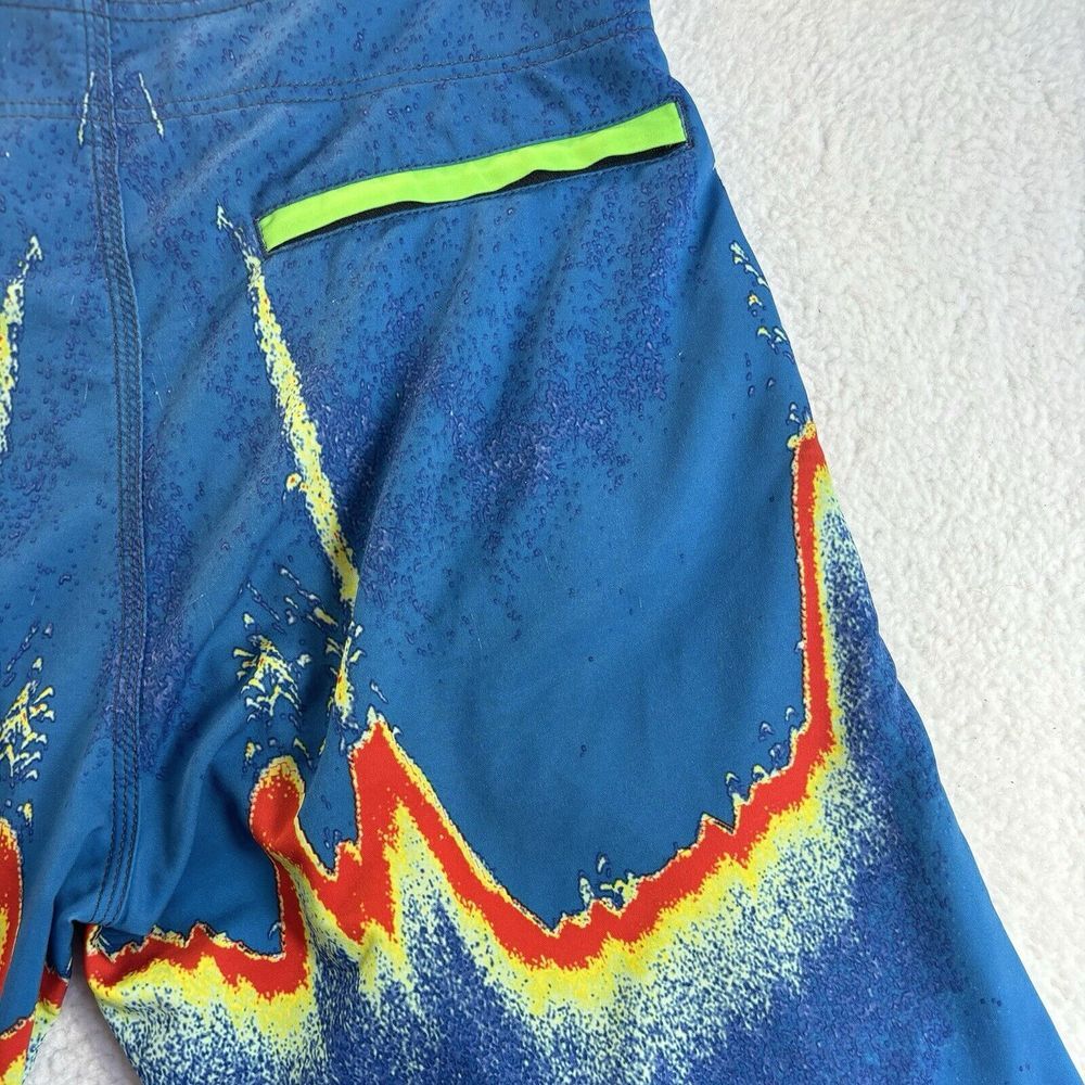 Pelagic 4 Trek Swim Trunks Mens Size 36 Blue Multi Color Graphic